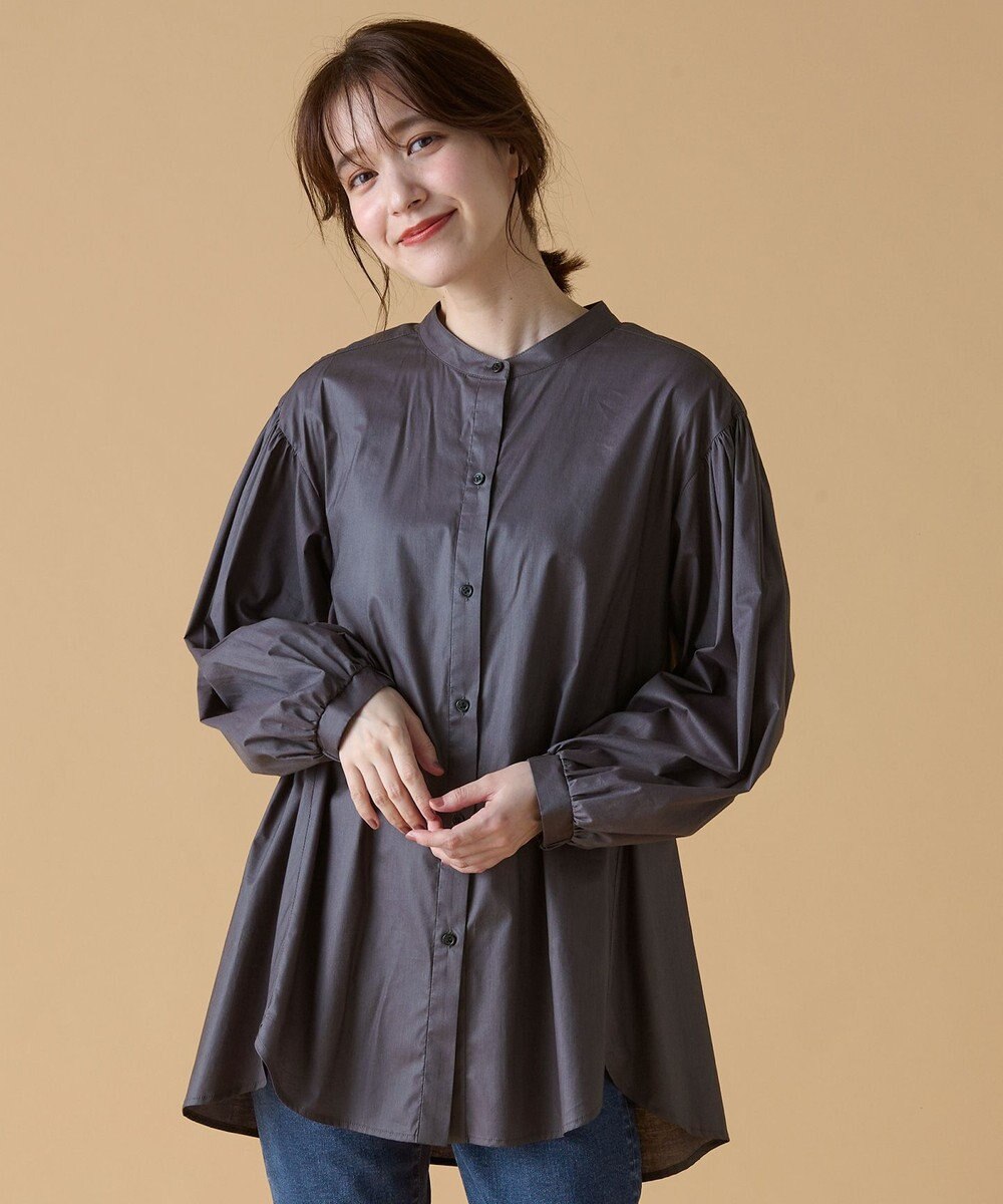 ANY シルキーソフトスタンドカラーシャツ 