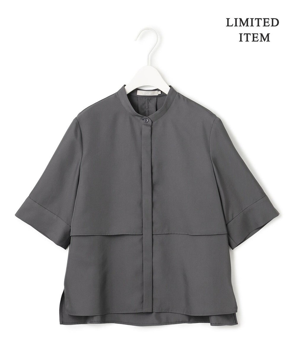 ICB L 【WEB限定・洗える】 シルキーツイル クロップドシャツ 