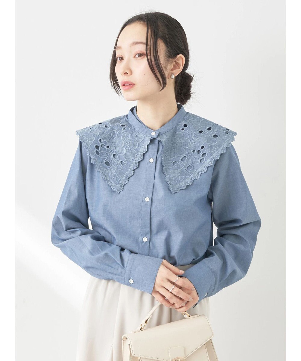 earth music&ecology ２ｗａｙ刺繍衿ブラウス 