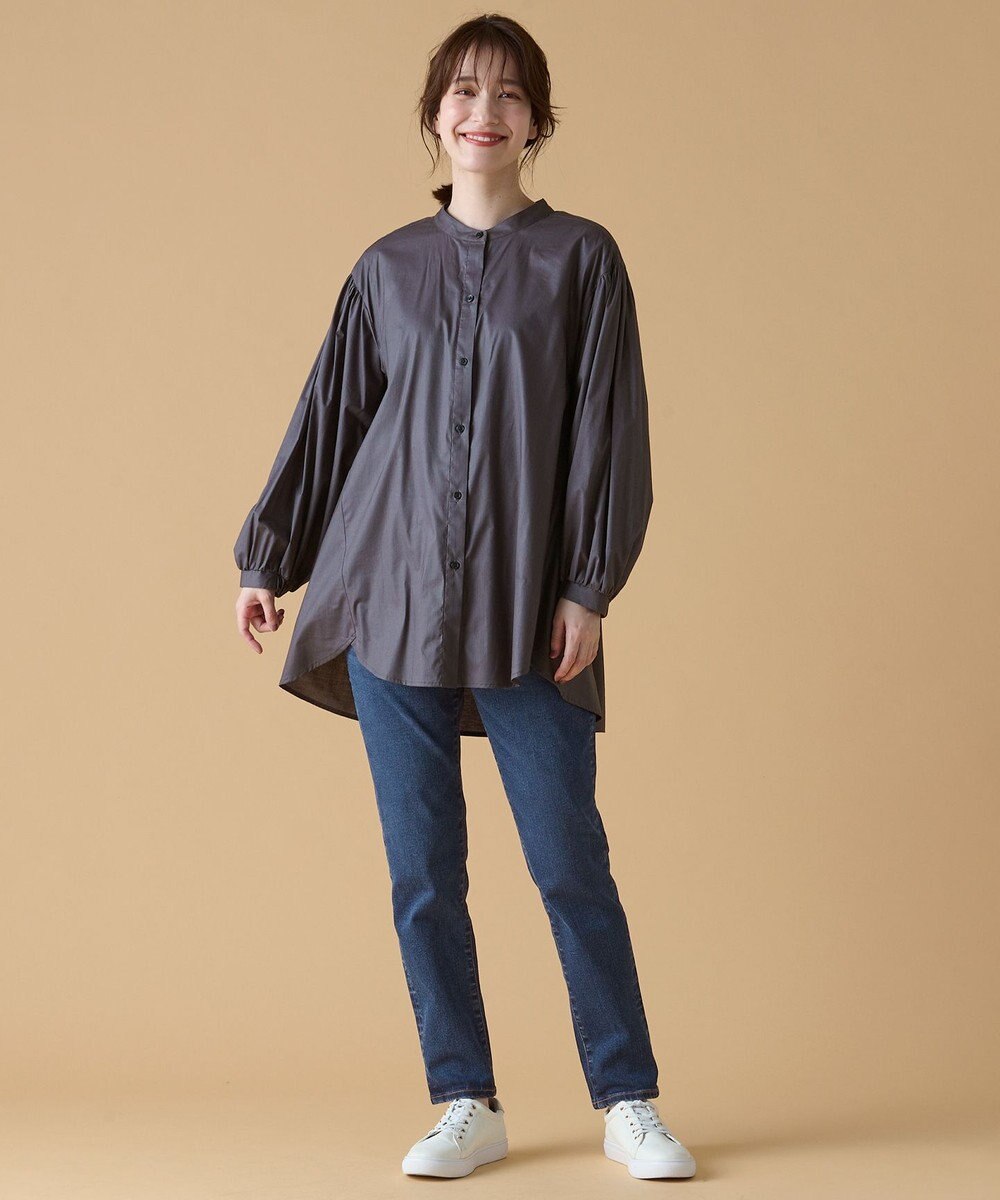 ANY シルキーソフトスタンドカラーシャツ 