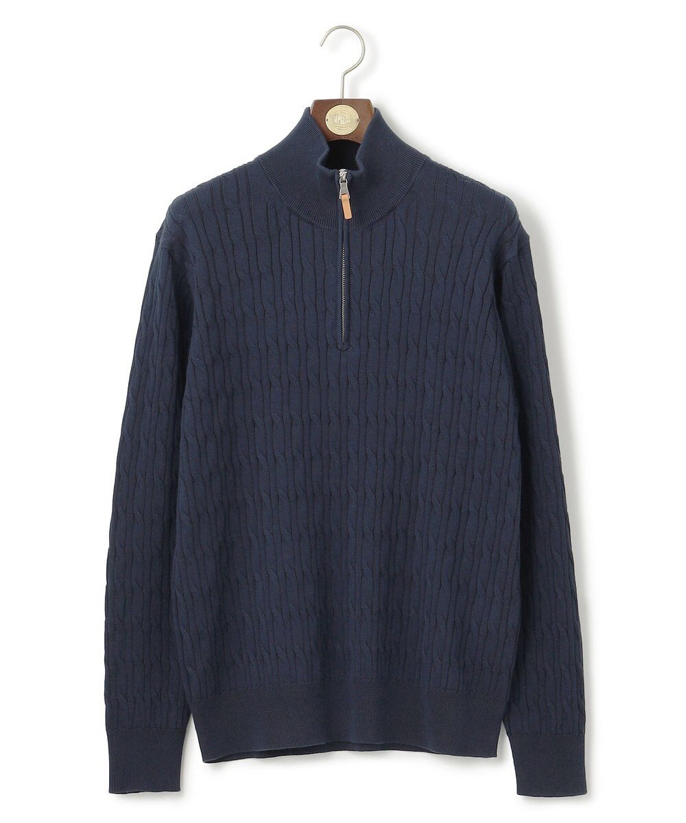 J.PRESS MEN ギマコットン ケーブルハーフジップ ニット 