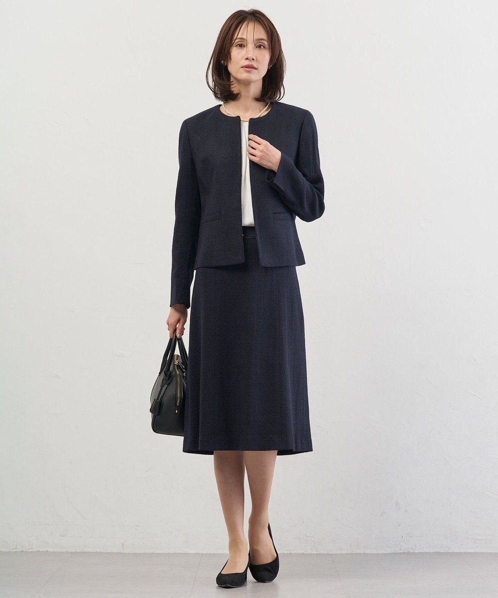 J.PRESS LADIES L 【セットアップ対応】Light Tweed ノーカラー ジャケット 