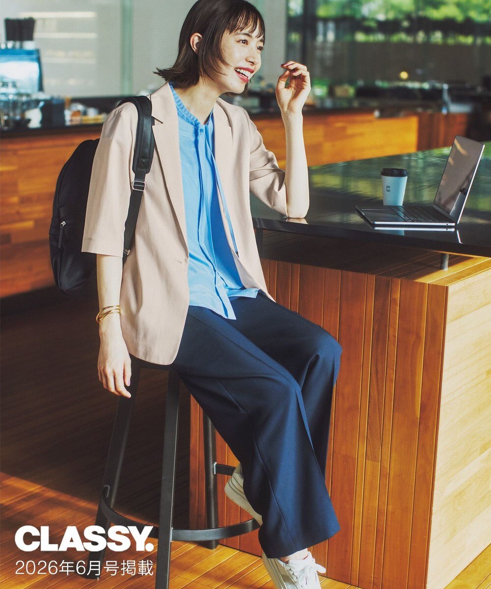 ICB 【CLASSY.掲載・WEB限定カラーあり】FluidBackSatin ワイドパンツ 