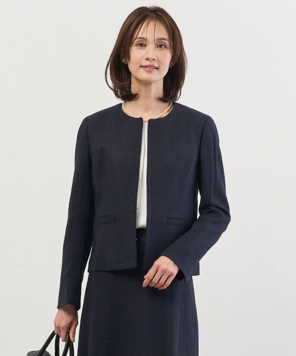 J.PRESS LADIES L 【セットアップ対応】Light Tweed ノーカラー ジャケット 