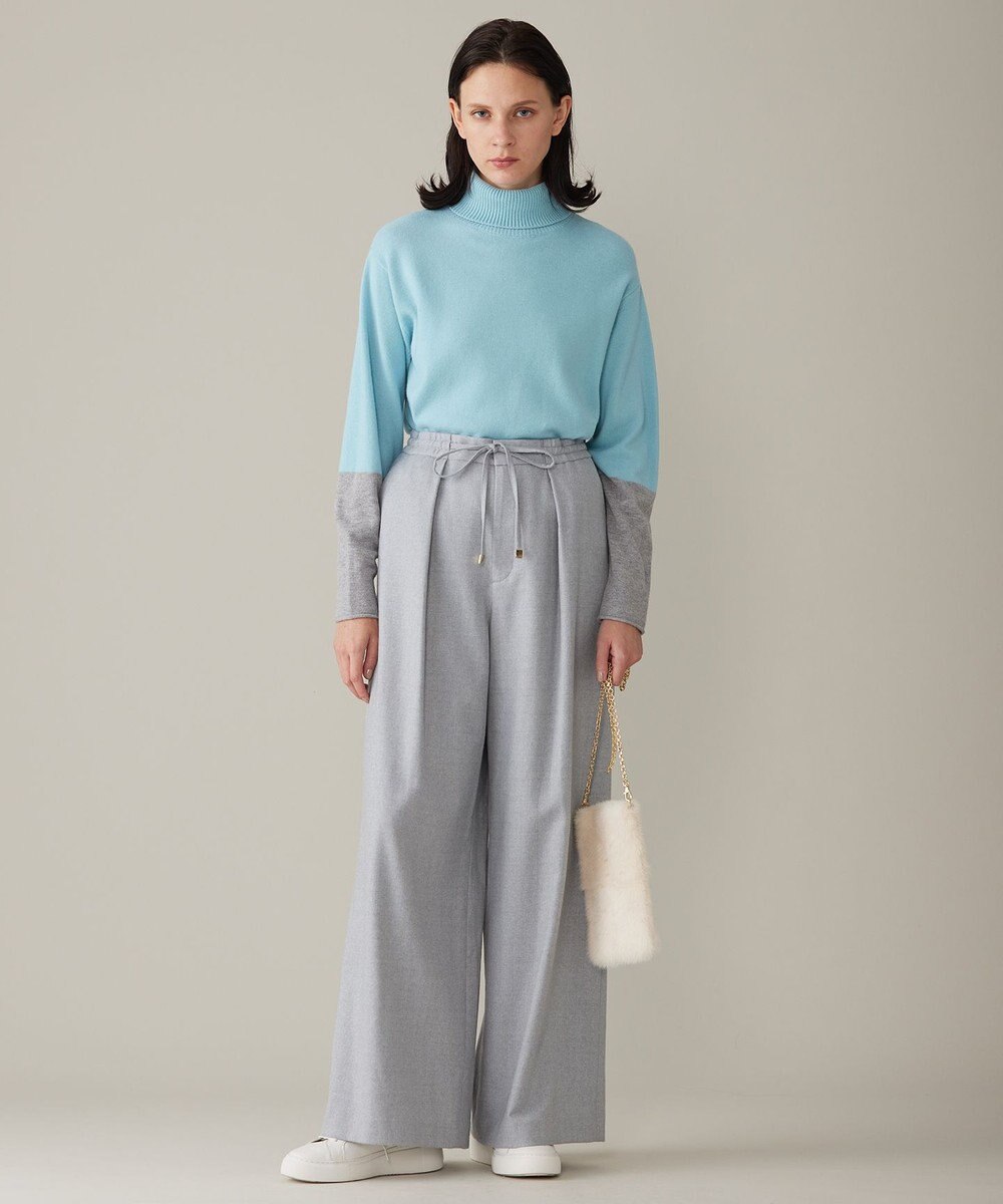 自由区 【洗える】セミウーステッドウールタートルネック ニット 