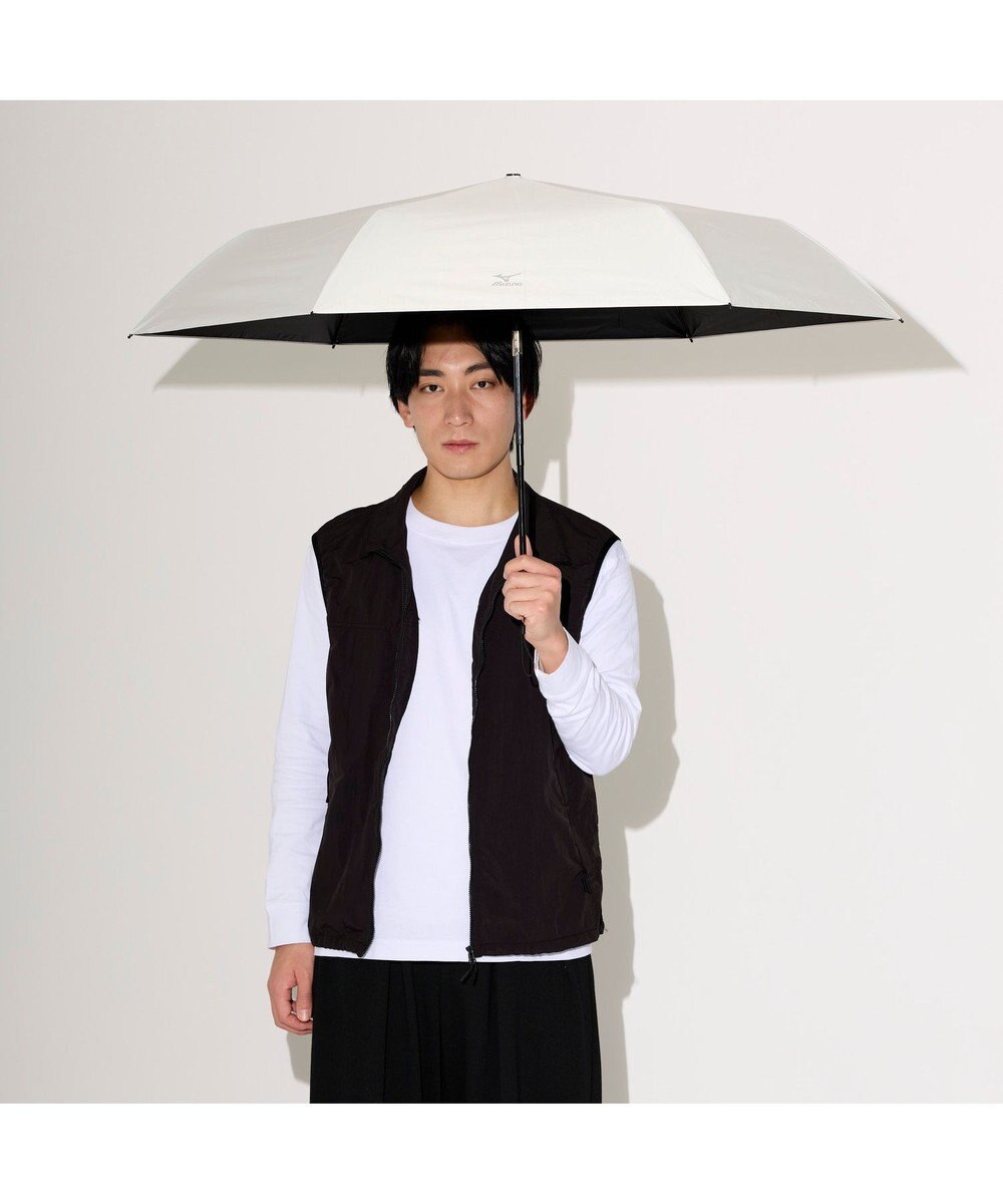 MOONBAT 【WEB限定】MIZUNO  (ミズノ) 無地 ロゴ 日傘 折りたたみ傘 自動開閉 1プッシュ パラソル 晴雨兼用  軽量 一級遮光 遮熱効果 遮光率100% UV遮蔽100% 