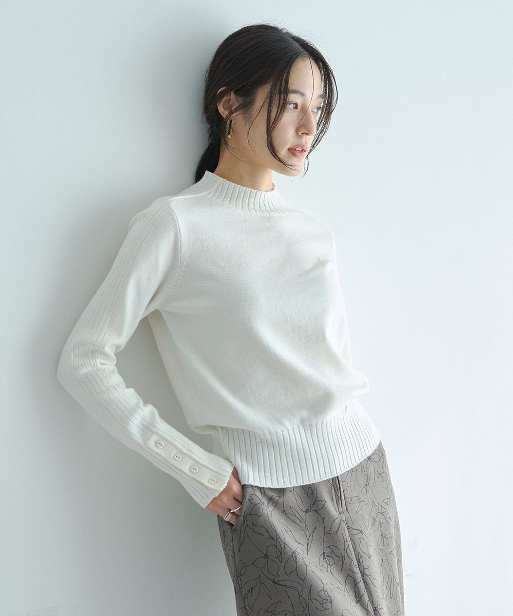 YECCA VECCA 袖口釦リブMIXニット 