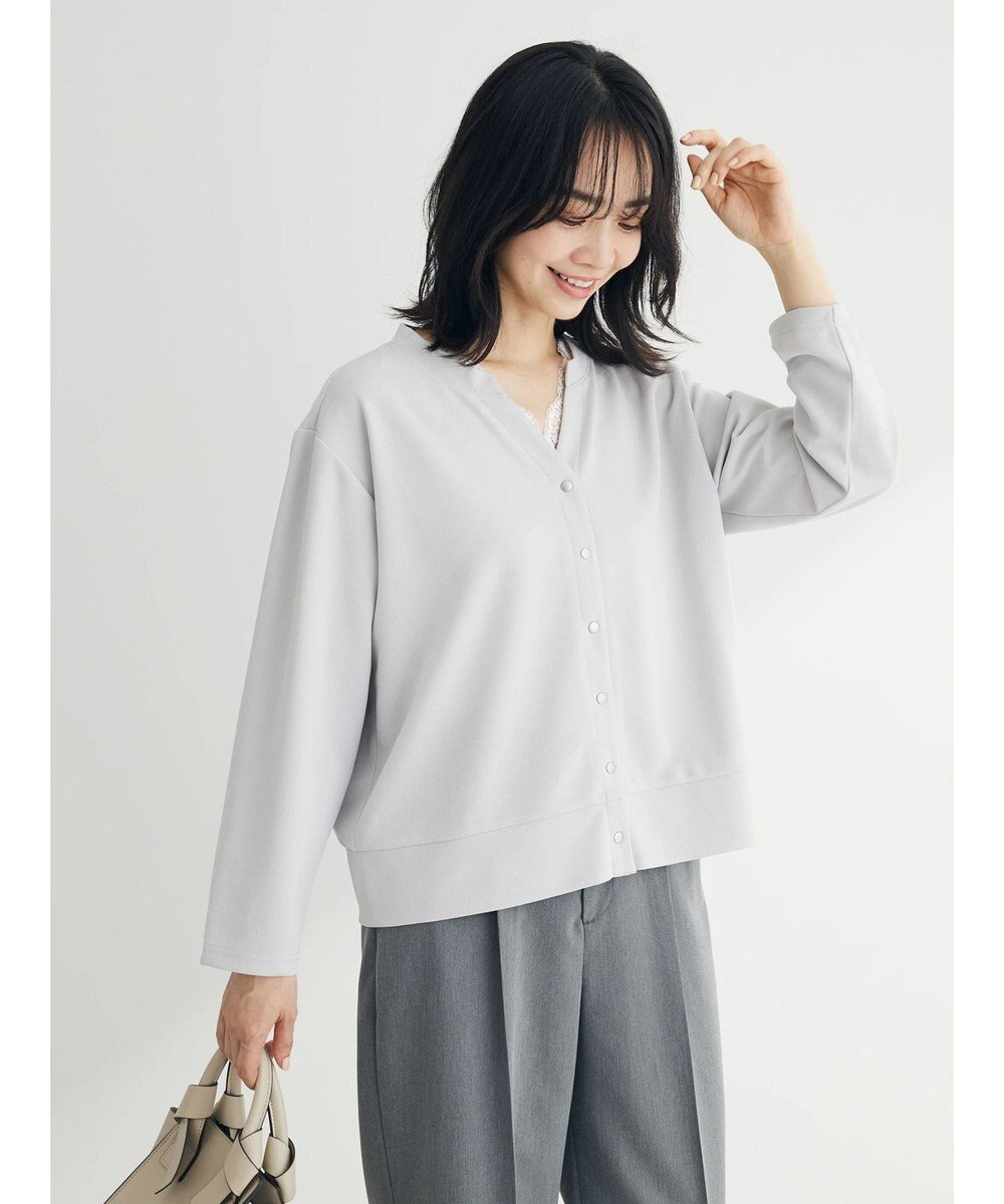 Green Parks カットジョーゼットドットボタンカーディガン 