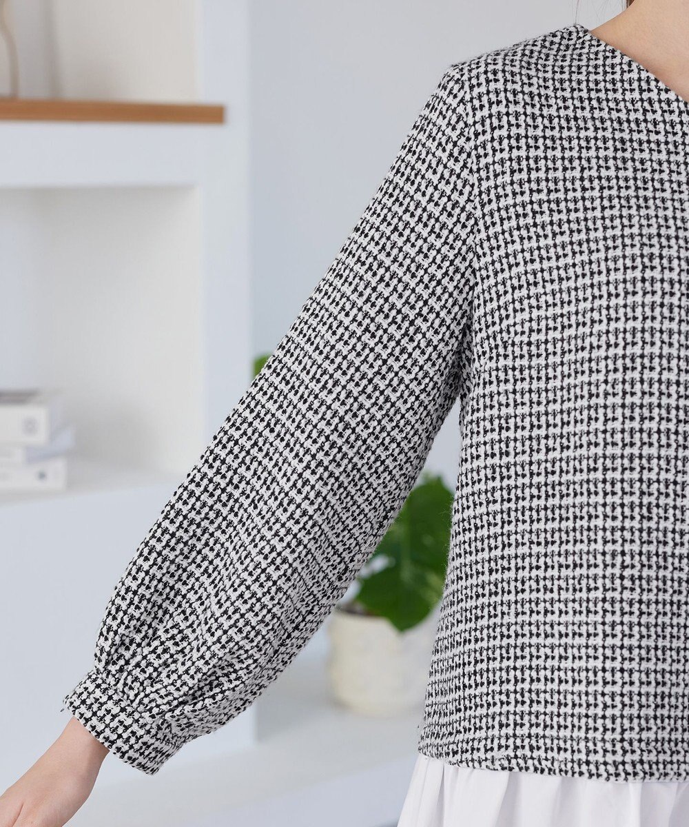 Tiaclasse ツイードコンビフレアチュニック 