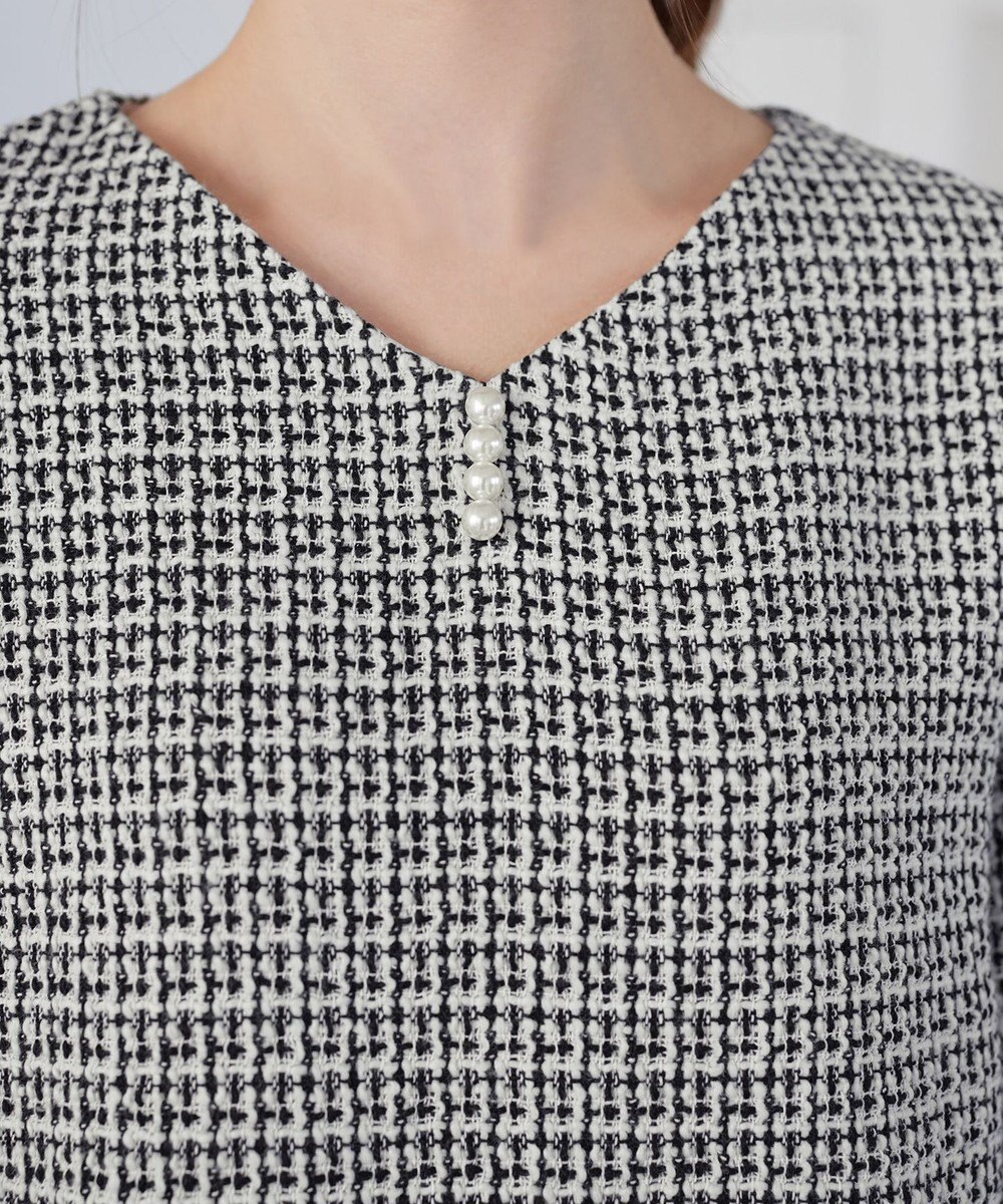 Tiaclasse ツイードコンビフレアチュニック 