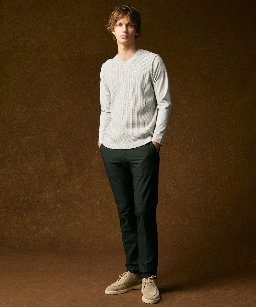 JOSEPH ABBOUD 【キングサイズ・ビジカジ】ストライプリンクス VネックＴシャツ 