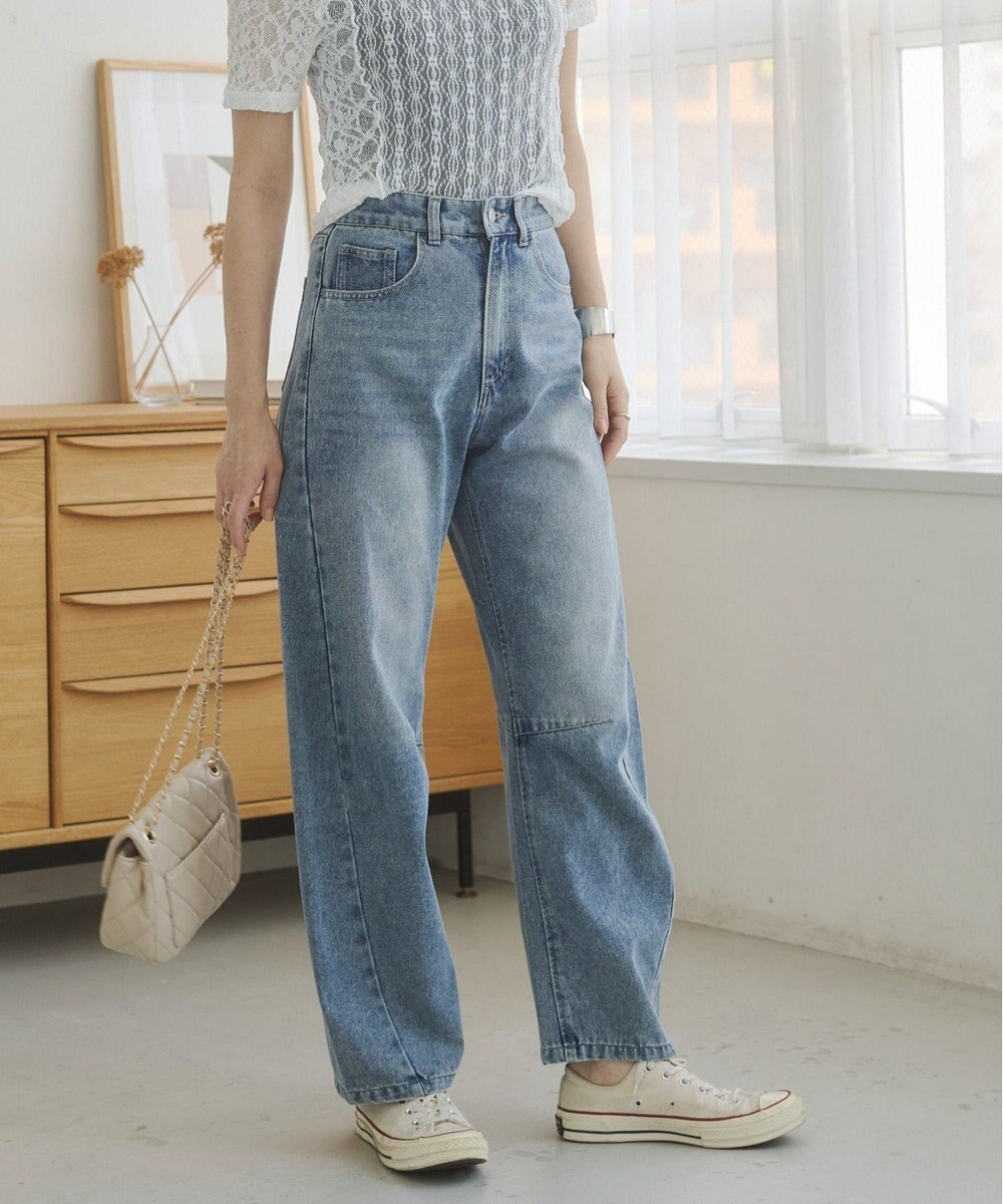 WEGO 【ANGIE VINTAGE】バレルレッグデニムパンツ 