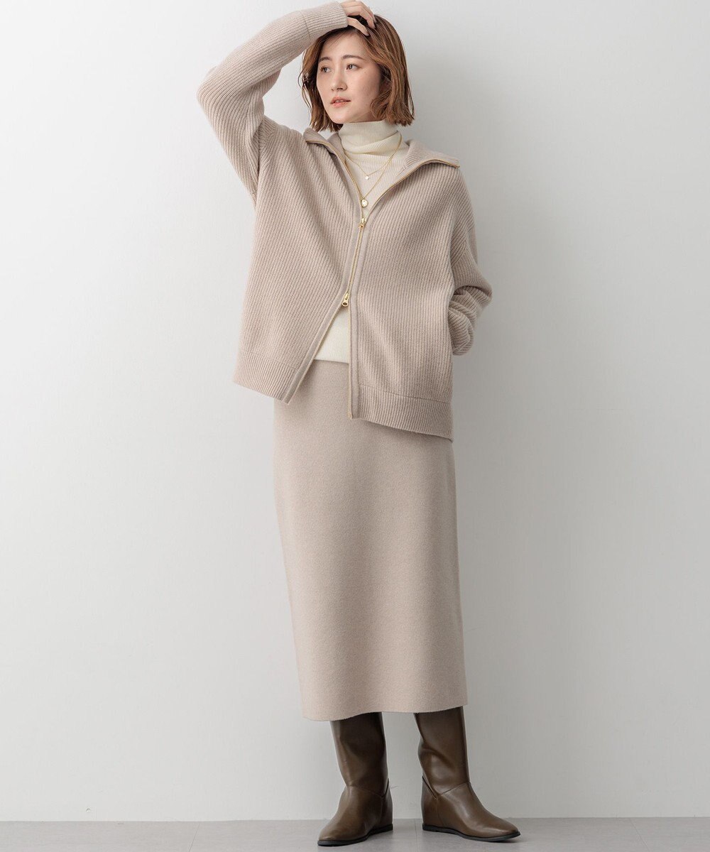 23区 S 【洗える】カシミヤブレンド ジップアップ ニットブルゾン 