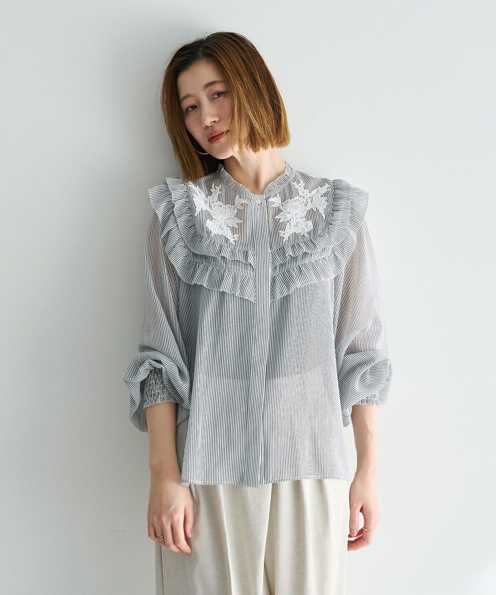 YECCA VECCA ラッフルレースブラウス 