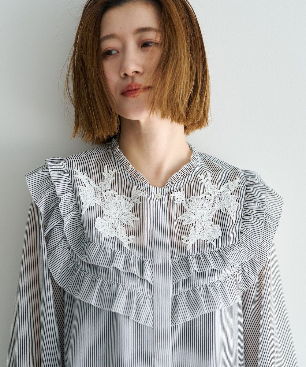 YECCA VECCA ラッフルレースブラウス 