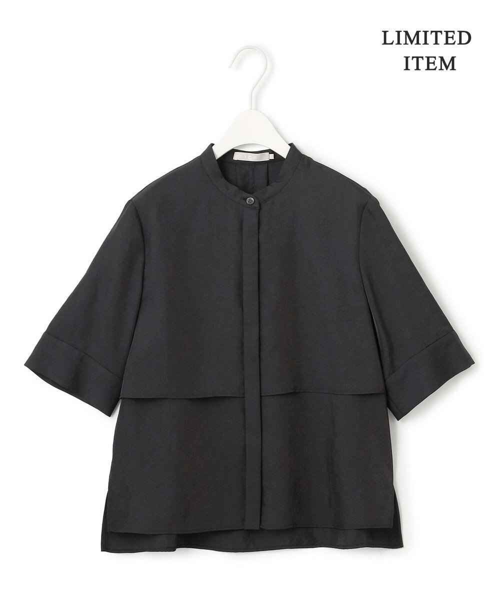 ICB 【WEB限定・洗える】 シルキーツイル クロップドシャツ 