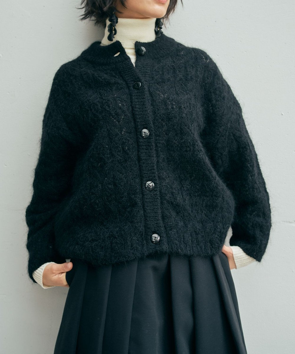 muuc アルパカモヘヤ模様編みカーディガン 