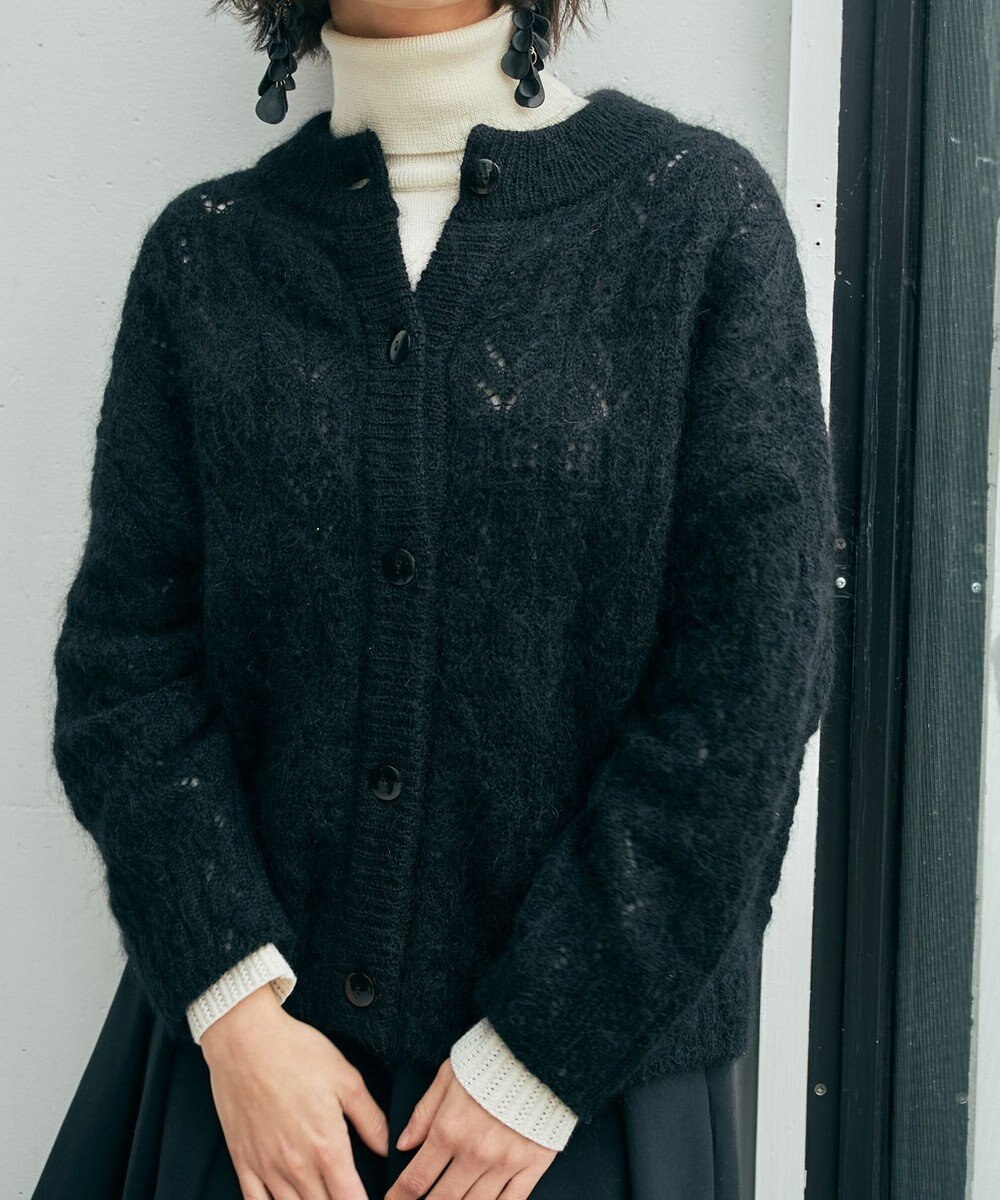 muuc アルパカモヘヤ模様編みカーディガン 