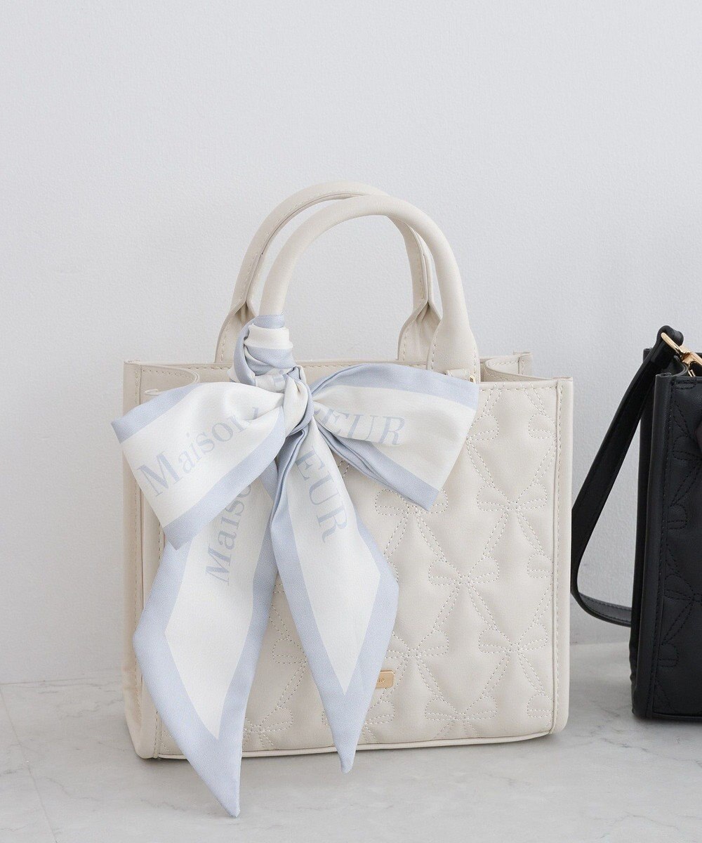 Maison de FLEUR スカーフ付きリボンキルティング2Wayスクエアトート 