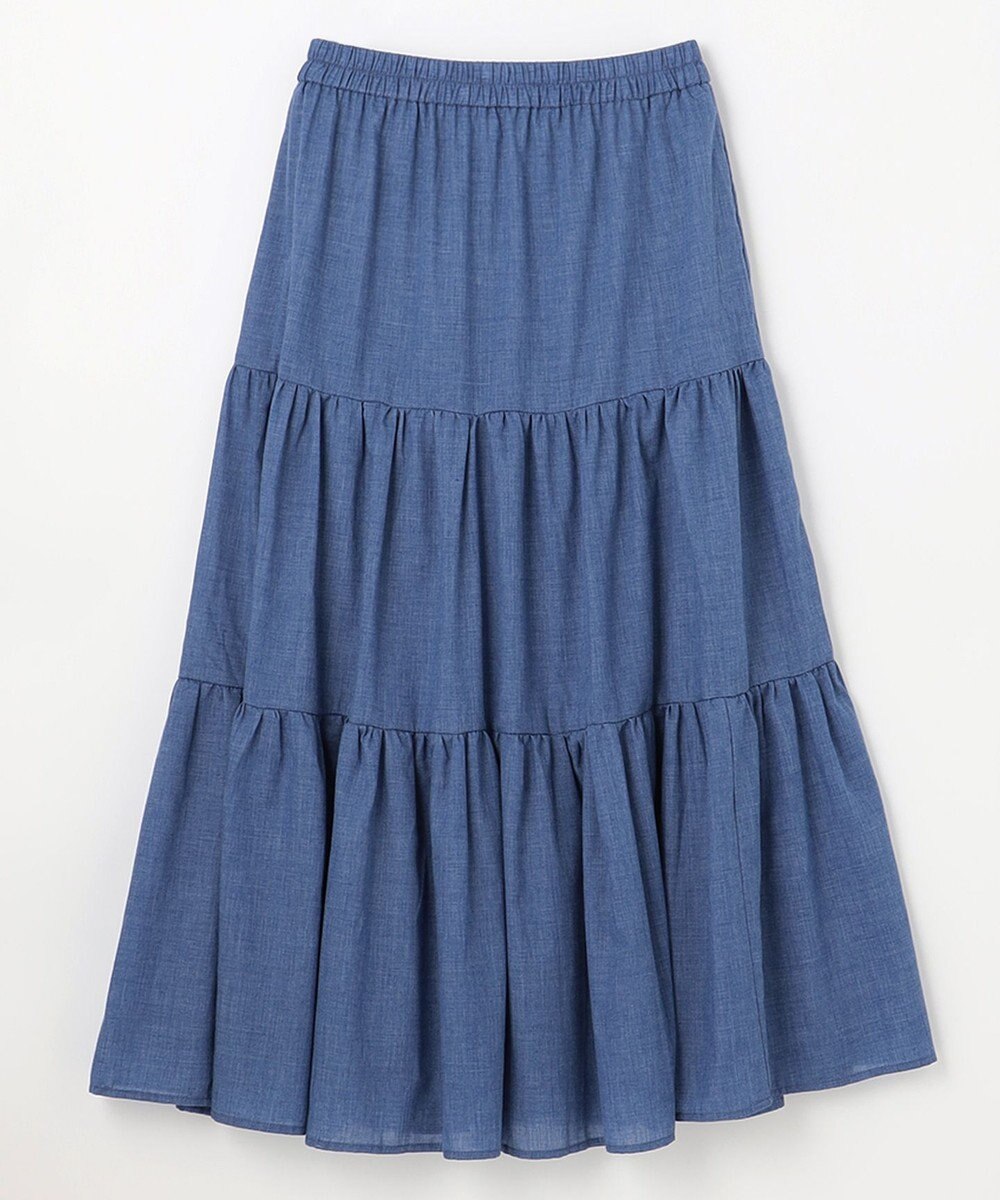 ANY 【ウエストゴム】シャンブレーライクティアード スカート 