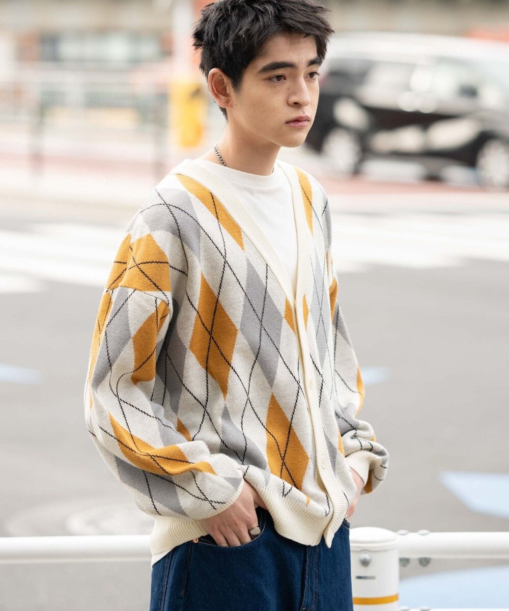 WEGO リラックスフィットパターンカーディガン 