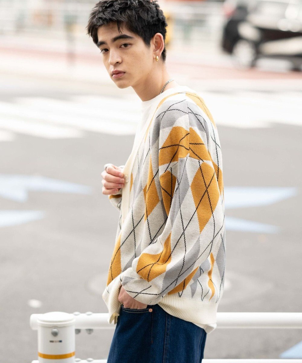 WEGO リラックスフィットパターンカーディガン 