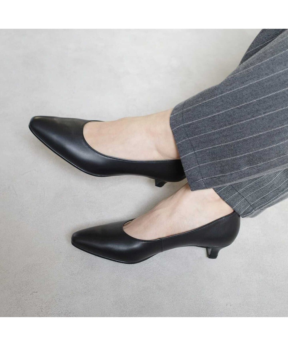 Pointer 【3.5cmヒール】日本製 高級本革ローヒールパンプス 