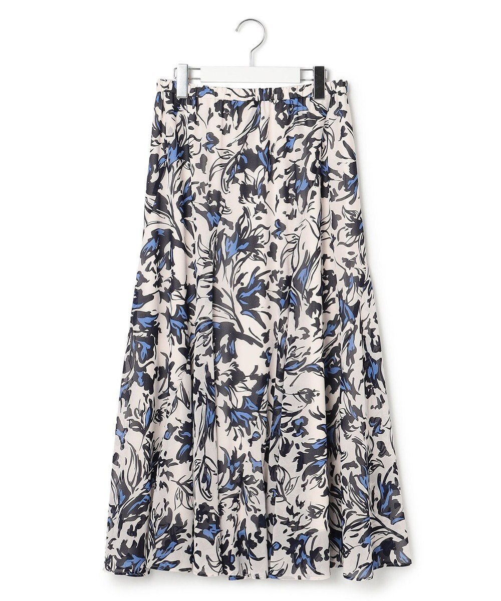 23区 【洗える】ニュアンスフラワープリント フレア スカート 