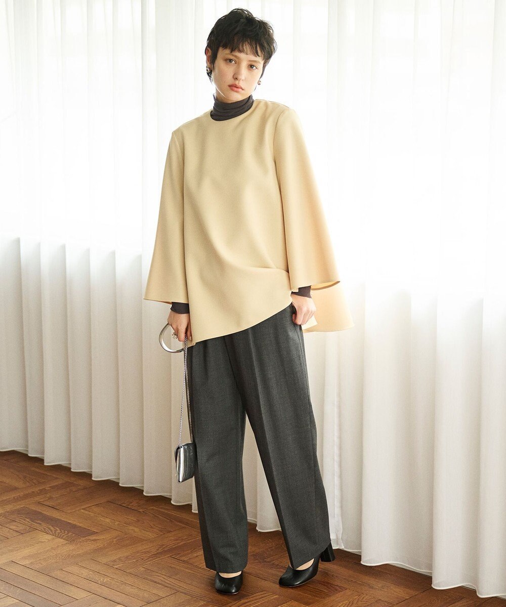 #Newans 【マシンウォッシャブル】ファスナースリットＡラインブラウス 