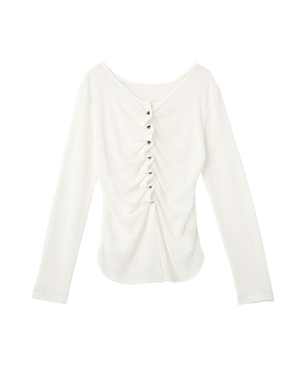 earth music&ecology 【予約】シアーワッフルタックボタントップス 