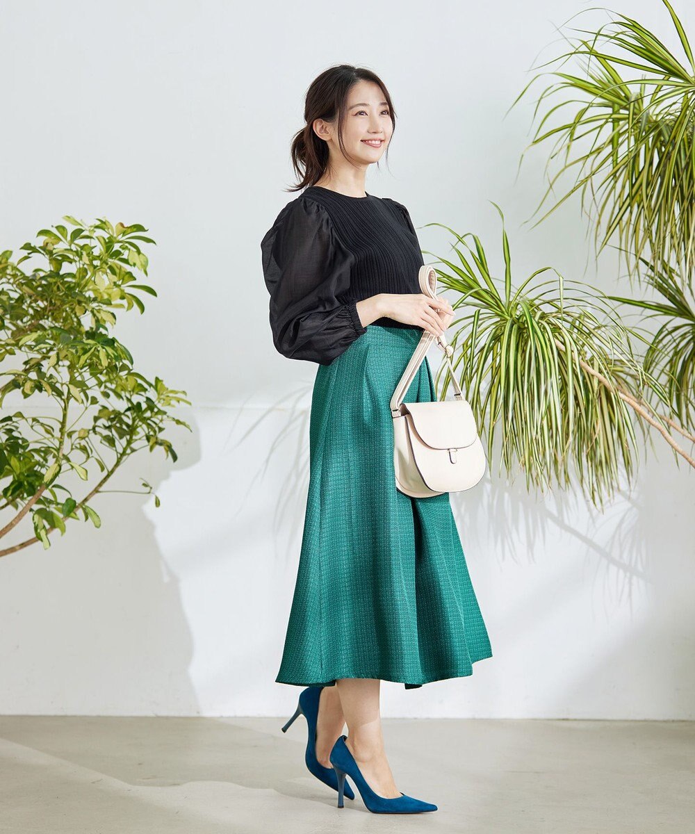 Tiaclasse フレアツイードスカート 