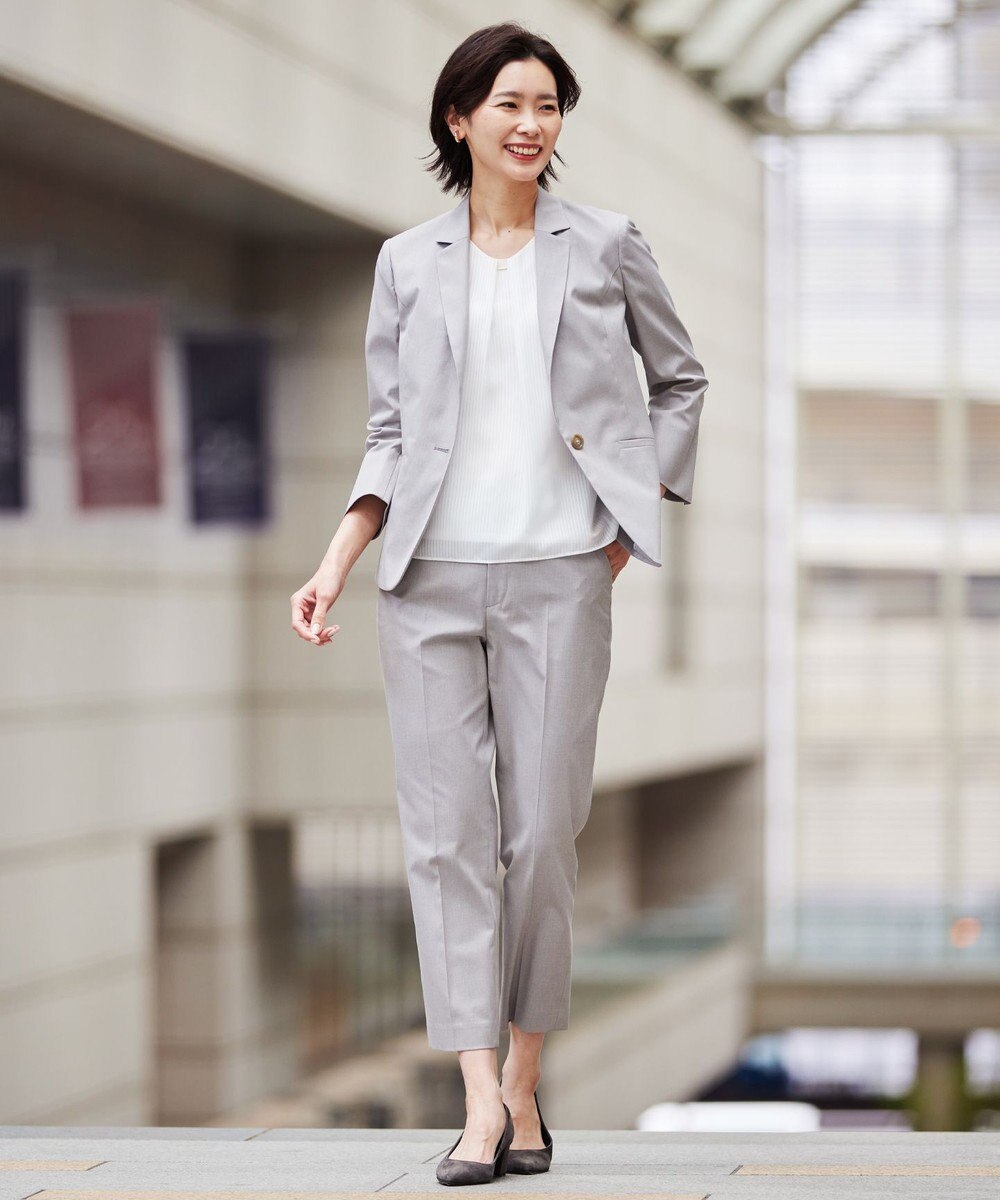 J.PRESS LADIES L 【WEB限定カラーあり・セットアップ対応・洗える・撥水・防汚】コットンFITTYシャーク テーパード パンツ 