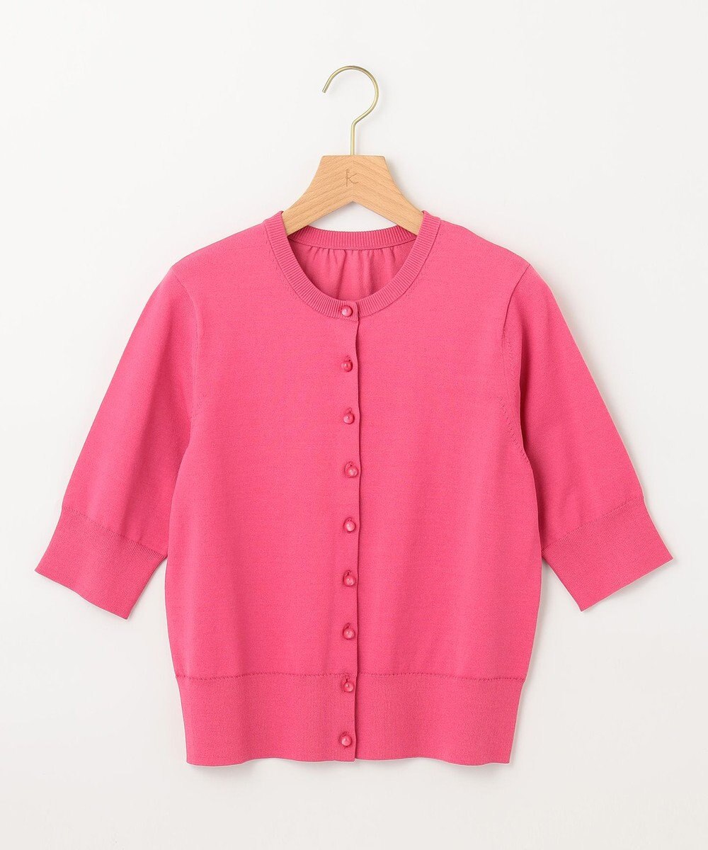 組曲 【5色展開・洗える】MINA半袖 カラーカーディガン 