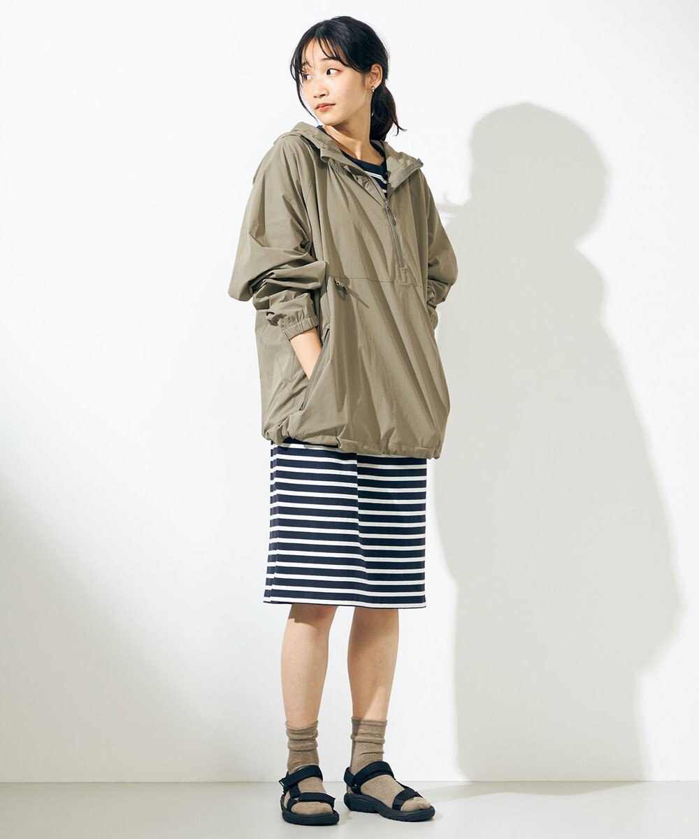 SHARE PARK LADIES 【UVカット】ボーダーロゴ半袖カットワンピース 