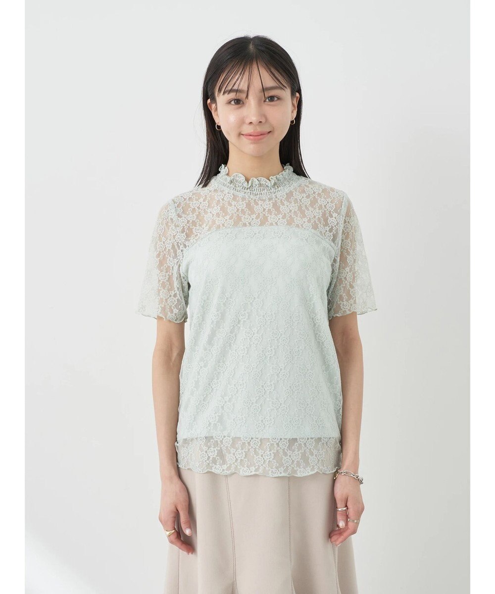 earth music&ecology レースドッキング半袖プルオーバー 