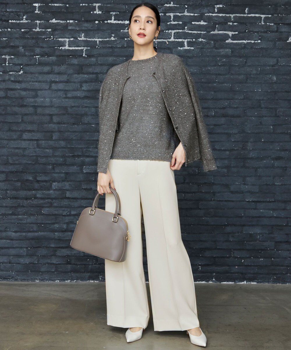 自由区 L 【アンサンブル対応・洗える】スパンコールニット カーディガン 