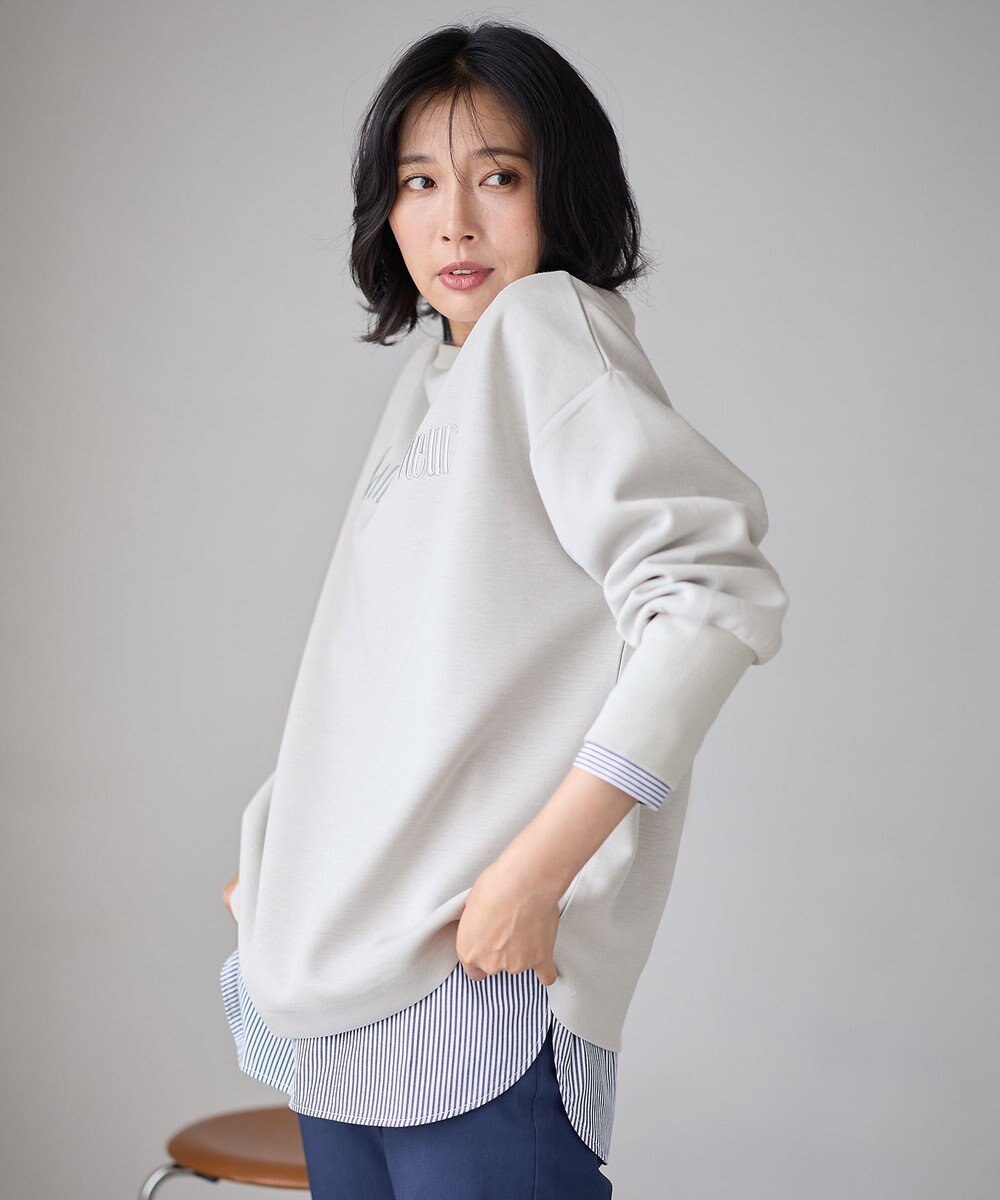 ANY L 【洗濯機可】エンブロイダリーロゴダンボールプルオーバー 