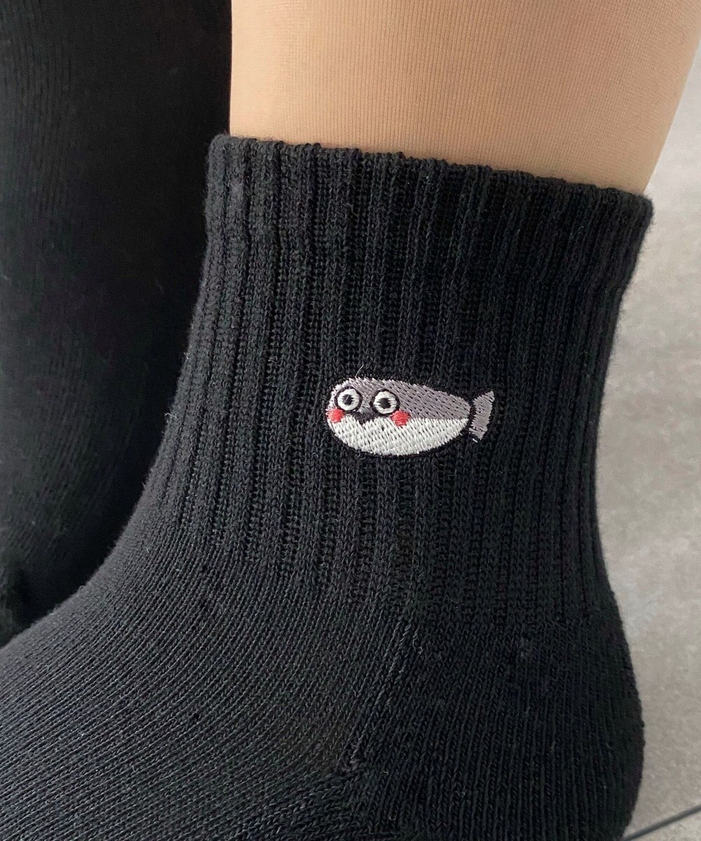 WEGO アニマル刺繍アンクル底パイルソックス 