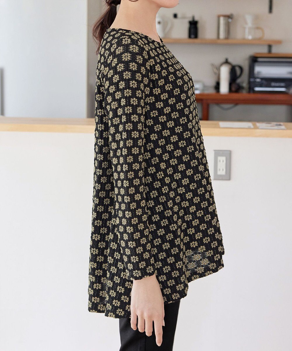 Tiaclasse L 花柄カットレースフレアトップス 