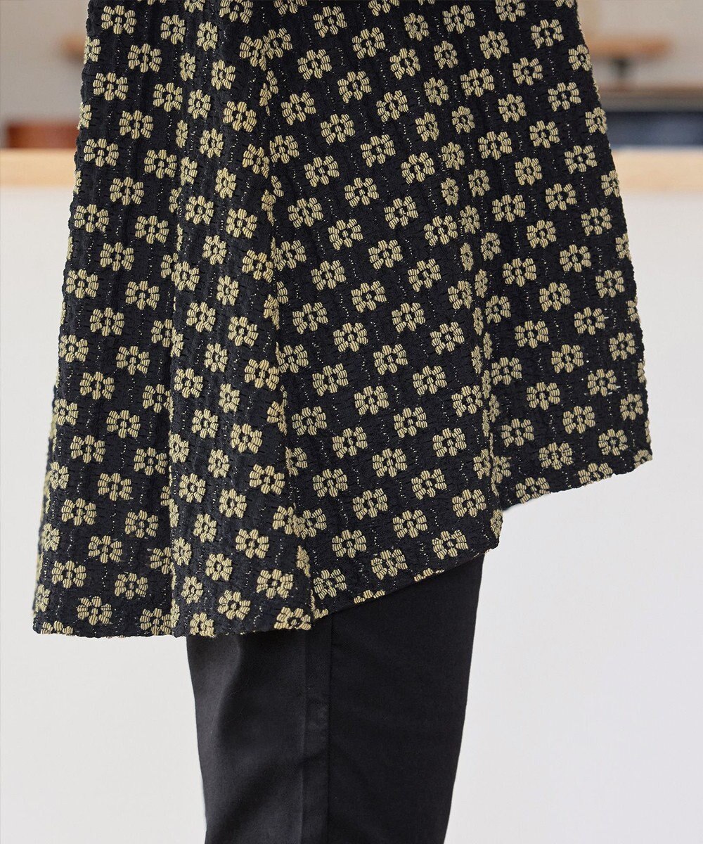 Tiaclasse L 花柄カットレースフレアトップス 