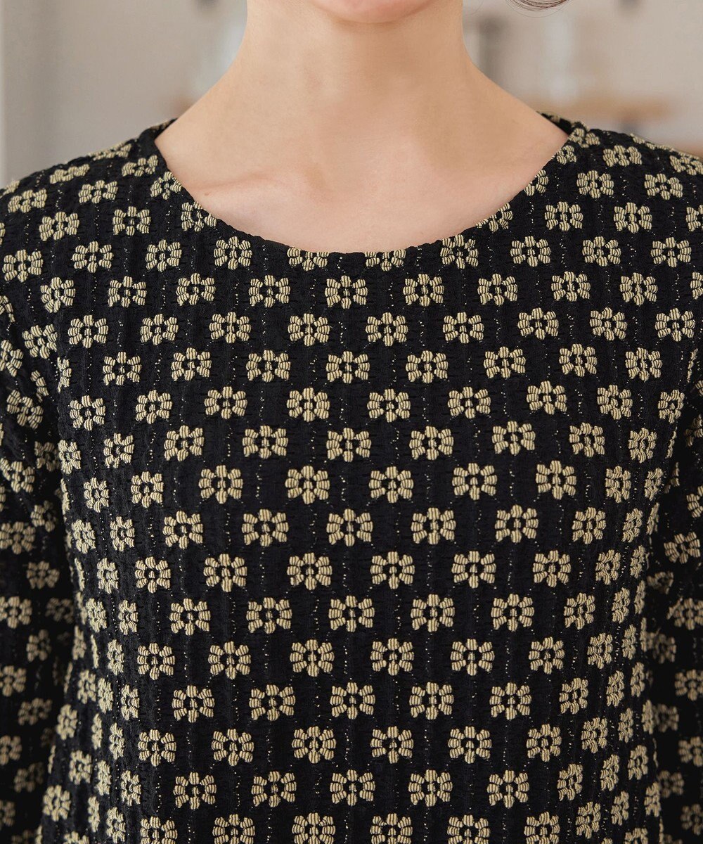 Tiaclasse L 花柄カットレースフレアトップス 