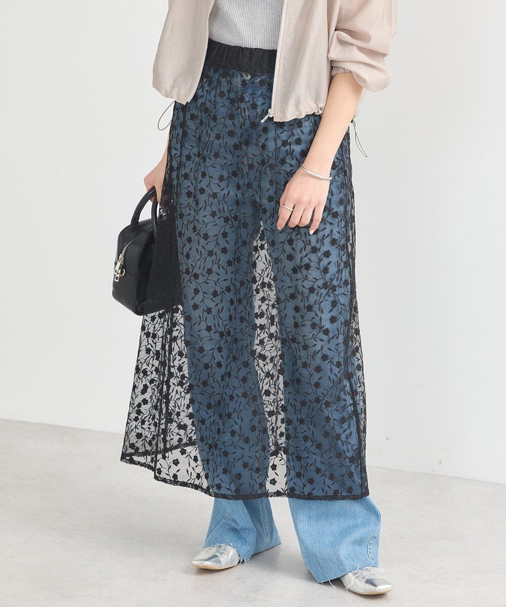 earth music&ecology シアーレースレイヤードスカート 