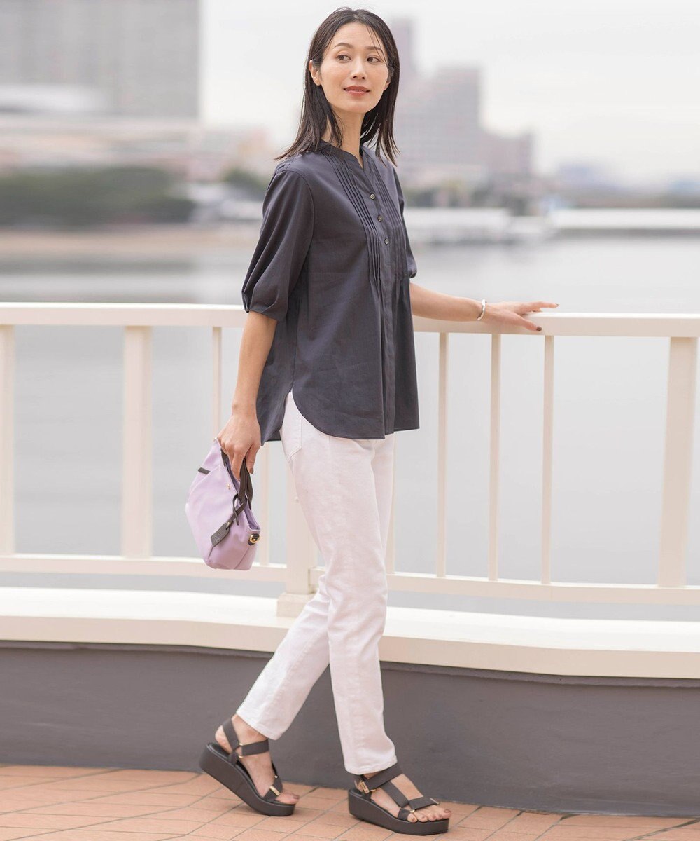 J.PRESS LADIES 【洗える】ラミーポプリン 前開き ブラウス 