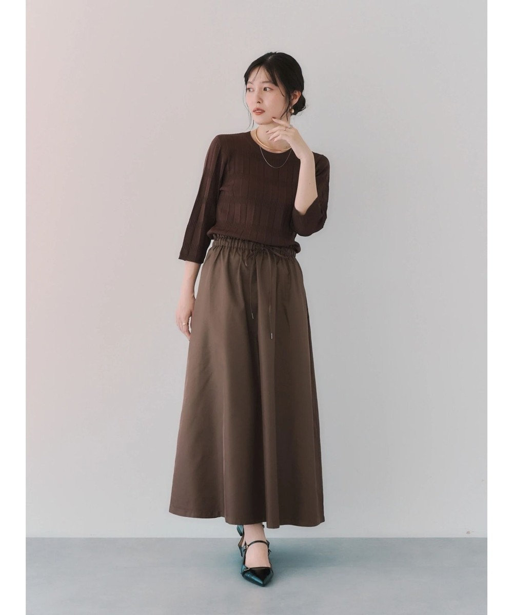 YECCA VECCA プリーツニットドッキングワンピース Brown