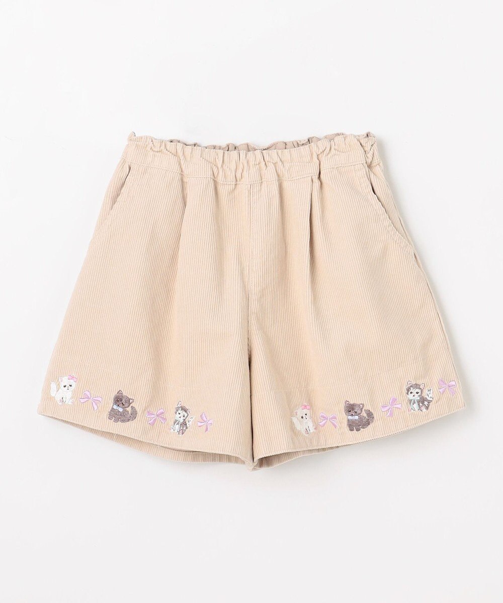 ANY KIDS ネコ刺繍 コーデュロイ ショートパンツ 