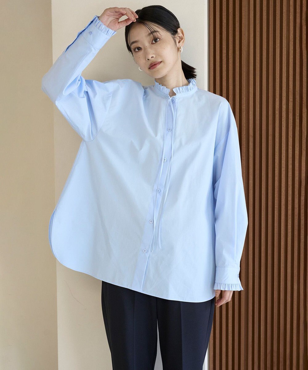 UNFILO フリルネック ブラウス 