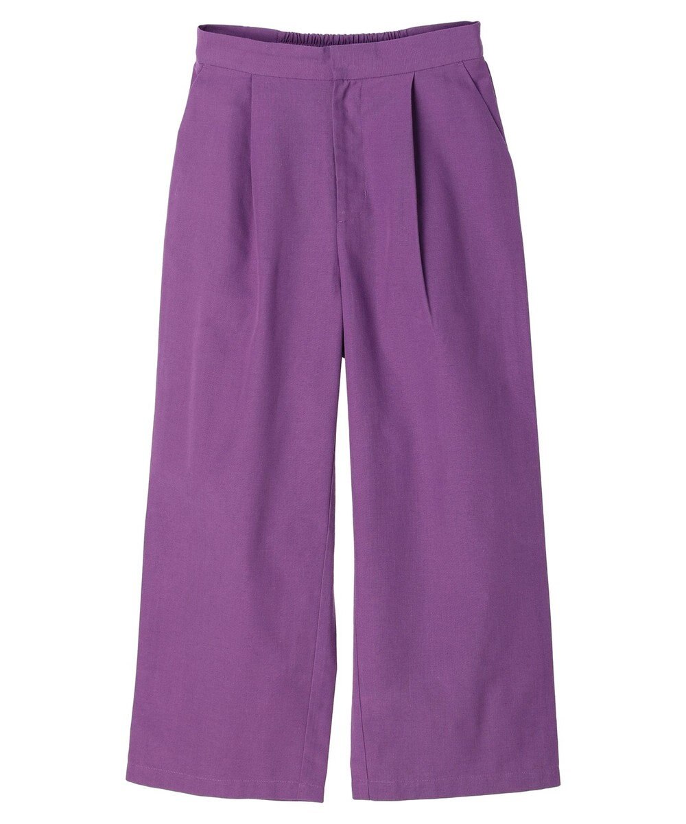 Green Parks 綿麻混タックストレートワイドパンツ 