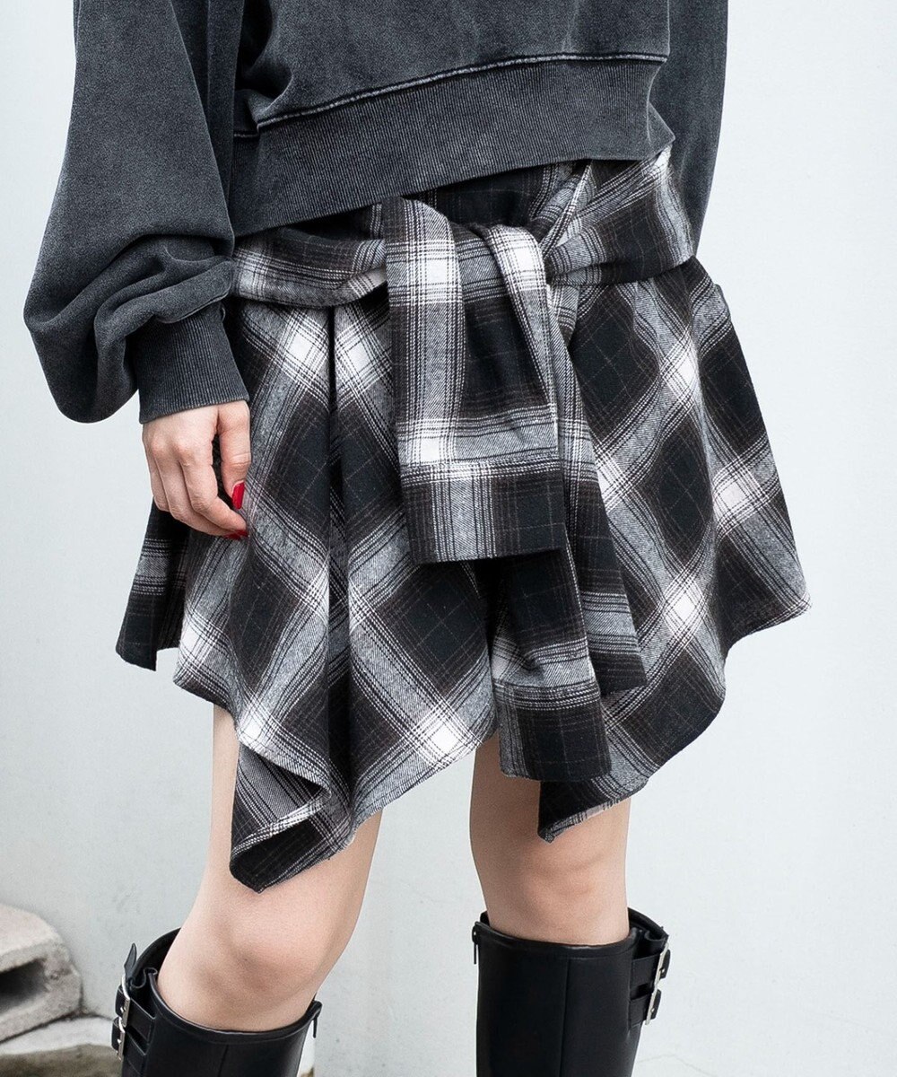 WEGO ネルシャツライクイレヘムミニスカート 