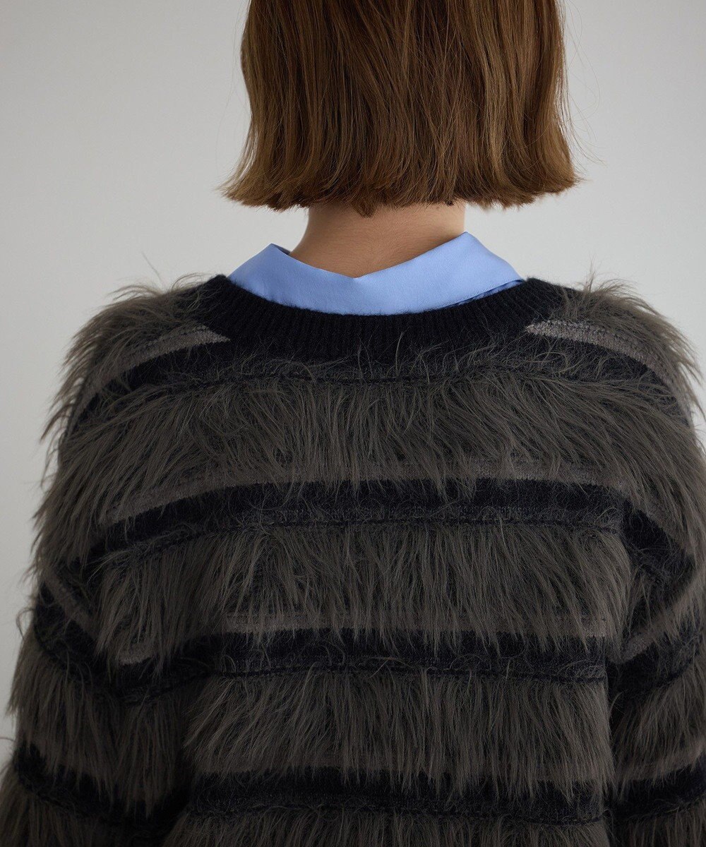 YECCA VECCA フェザーマルチボーダーニット 