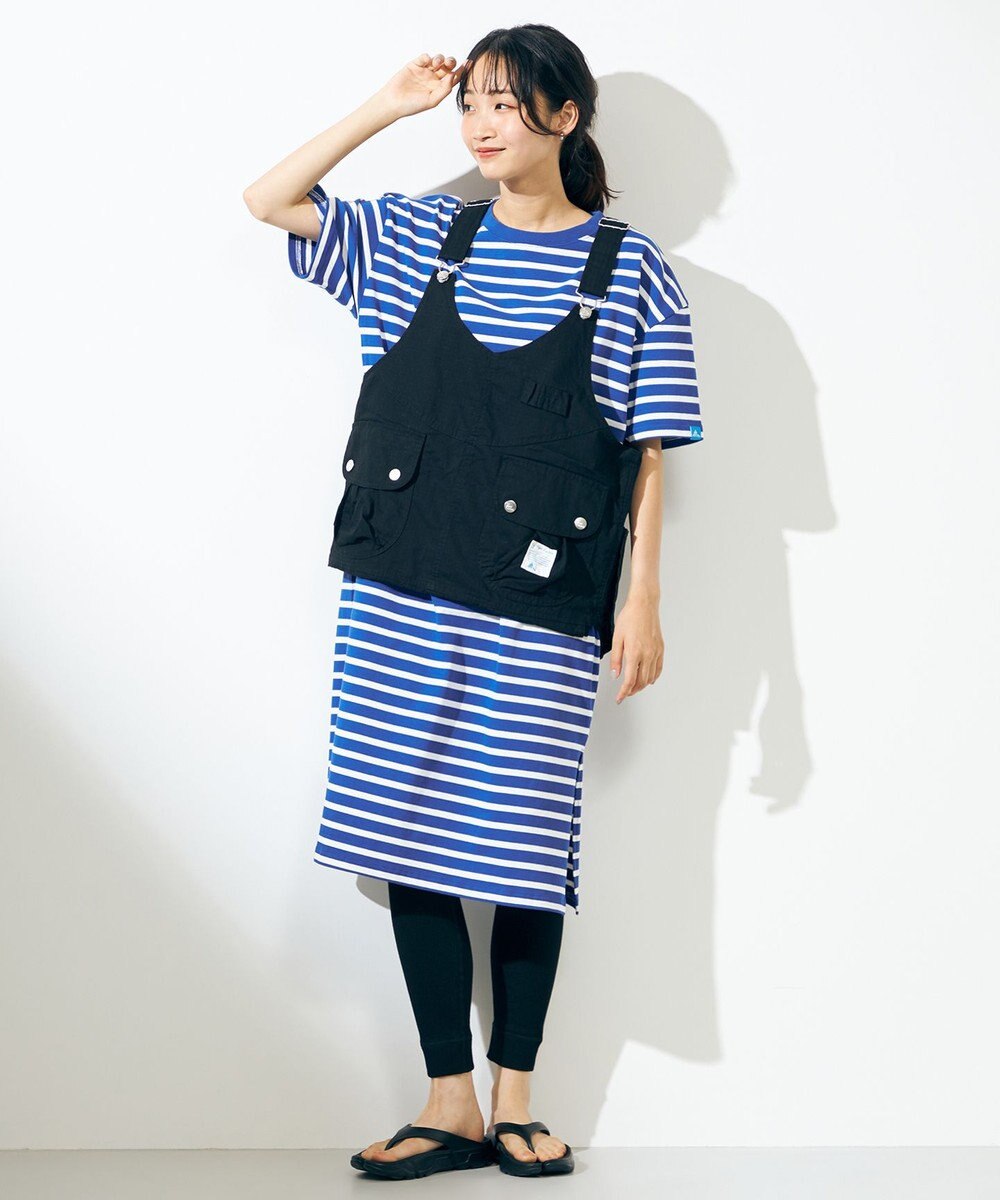 SHARE PARK LADIES 【UVカット】ボーダーロゴ半袖カットワンピース 